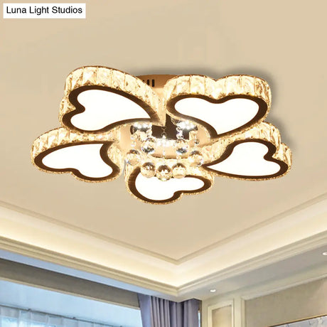 Loving Heart Crystal Block Ceiling Flush Led Mount Light