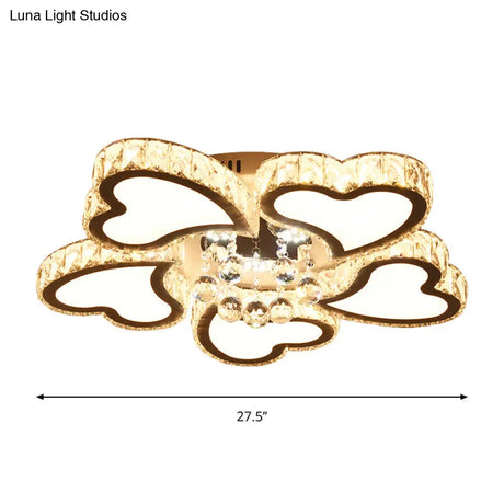 Loving Heart Crystal Block Ceiling Flush Led Mount Light