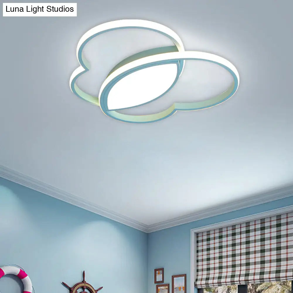 Loving Heart Led Flush Mount Ceiling Light Fixture - Nordic Style For Nursery (White/Pink/Blue)