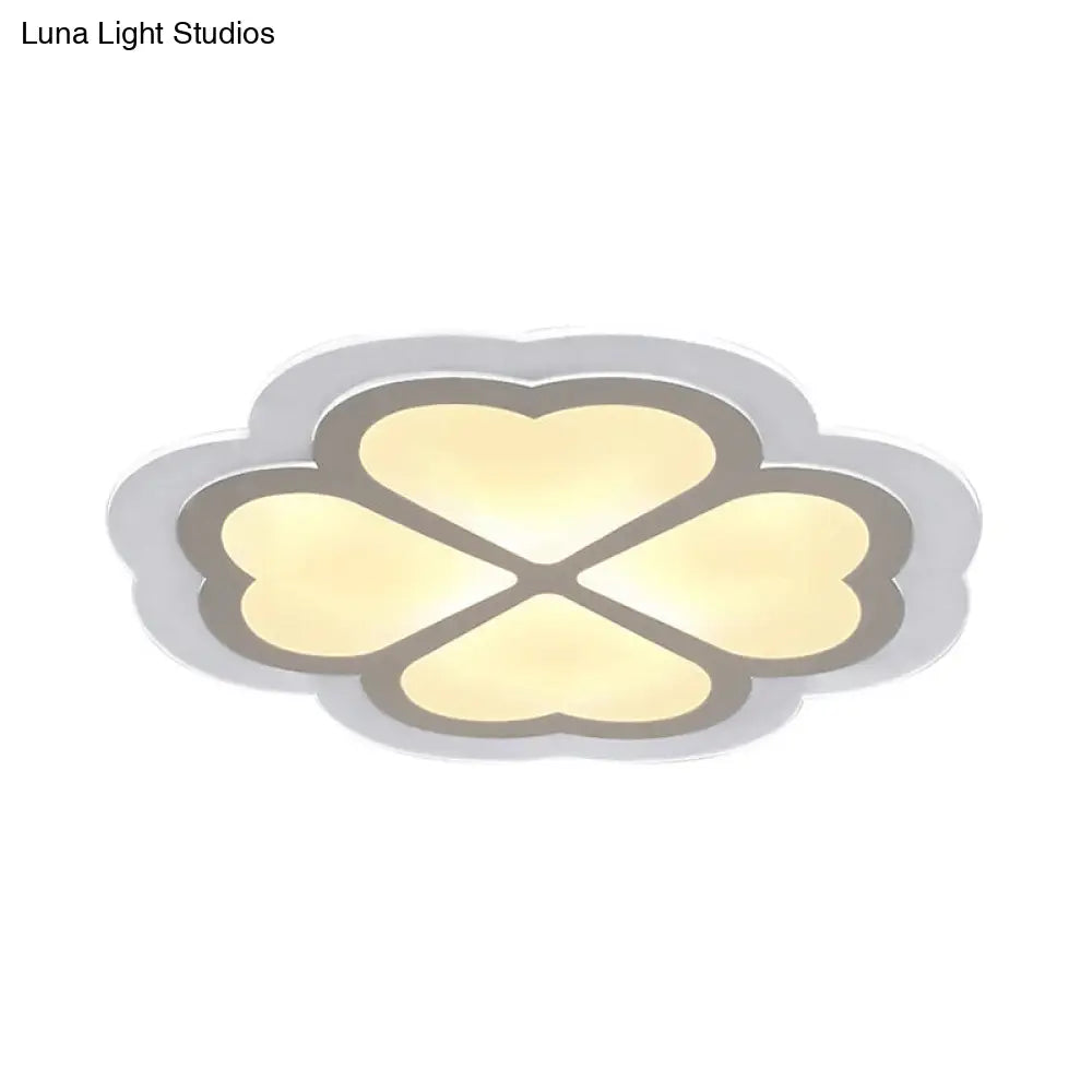 Loving Heart Petal Flush Ceiling Light - Romantic Acrylic Led Lamp For Nursing Room (White)