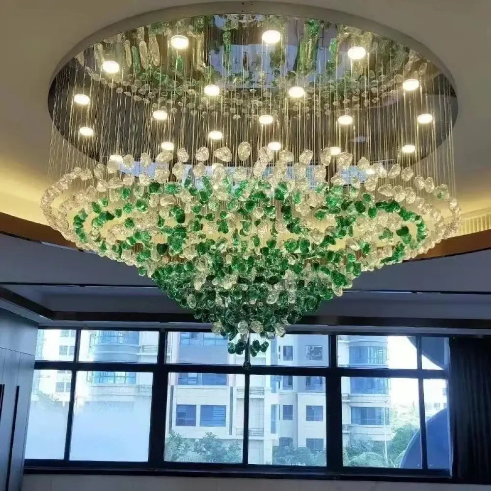 Lunaria Crystal Stone Chandelier – Grand Luxury Ceiling Lighting D80 X H80 CM / Tricolour light