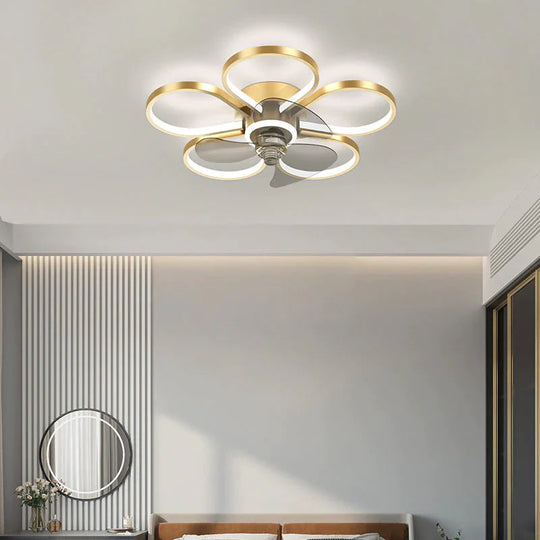 Luxus-Deckenventilatorlampe Schlafzimmer Ultradünne, leise Restaurant-Deckenlampe mit elektrischem Ventilator