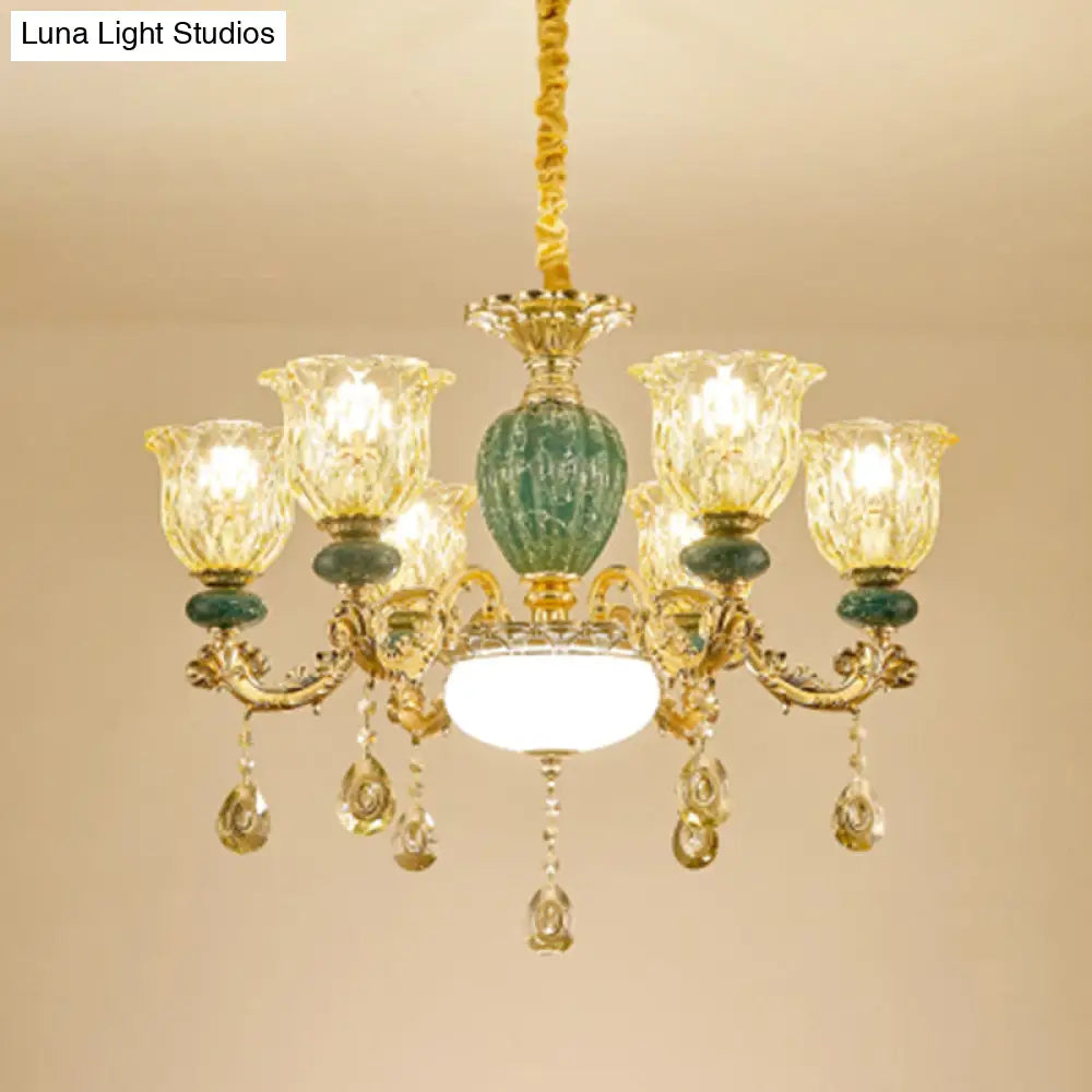 Luxury Crystal Clear Chandelier: Elegant Hanging Light For Living Room