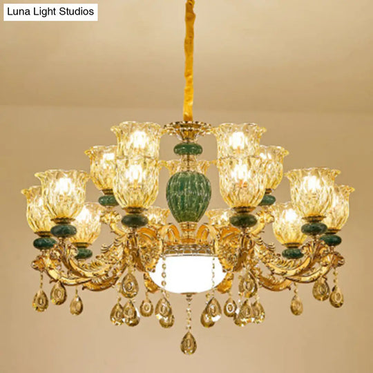 Luxury Crystal Clear Chandelier: Elegant Hanging Light For Living Room