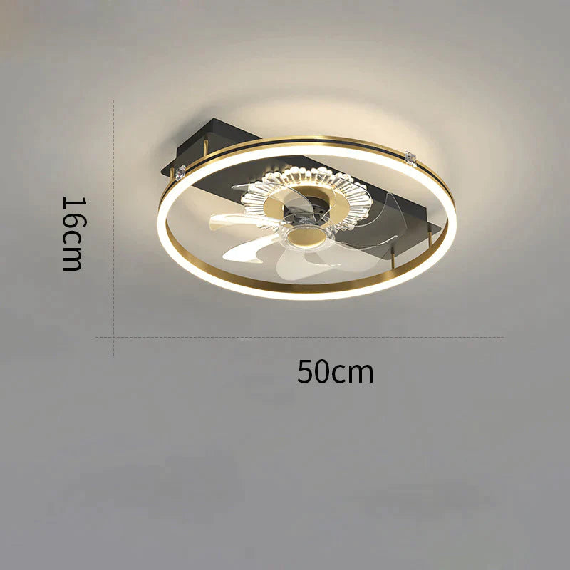 Luxury Fan Living Room Round Ceiling Lamp Simple Lamps Black / A / Stepless dimming Ceiling