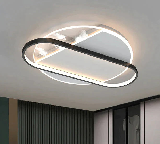 Luxury Feather Ceiling Lamp Living Room Bedroom Dining Creative Lamps Black / Round Tri-Color Light