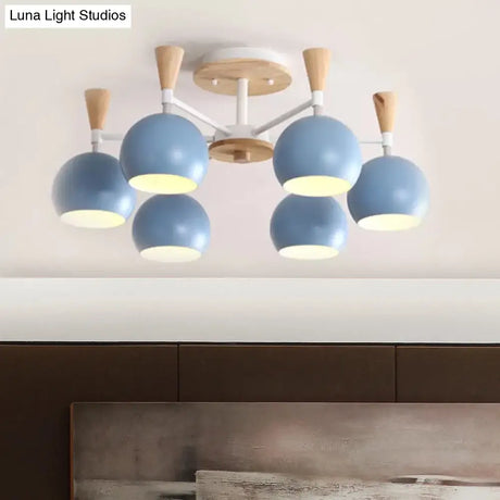 Macaron 3/6/8 - Light Acrylic Dome Ceiling Lamp - Pink/Yellow/Blue Semi Flush Pendant