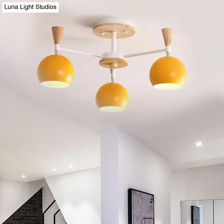 Macaron 3/6/8 - Light Acrylic Dome Ceiling Lamp - Pink/Yellow/Blue Semi Flush Pendant