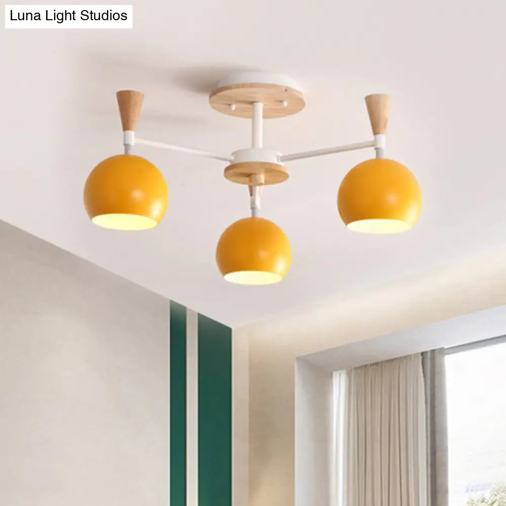 Macaron 3/6/8 - Light Acrylic Dome Ceiling Lamp - Pink/Yellow/Blue Semi Flush Pendant