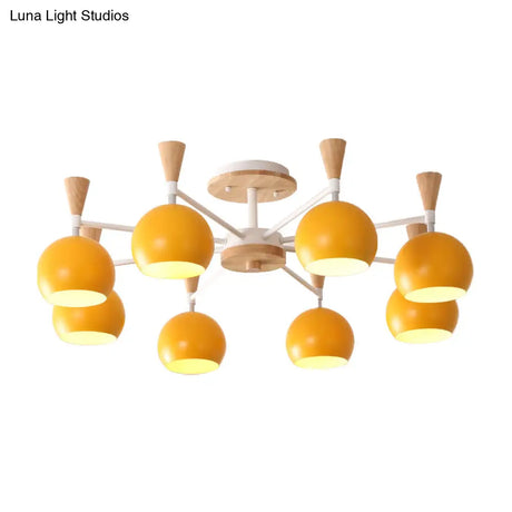 Macaron 3/6/8 - Light Acrylic Dome Ceiling Lamp - Pink/Yellow/Blue Semi Flush Pendant