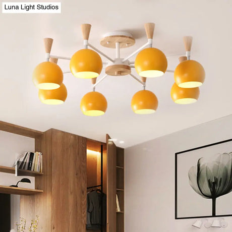 Macaron 3/6/8 - Light Acrylic Dome Ceiling Lamp - Pink/Yellow/Blue Semi Flush Pendant