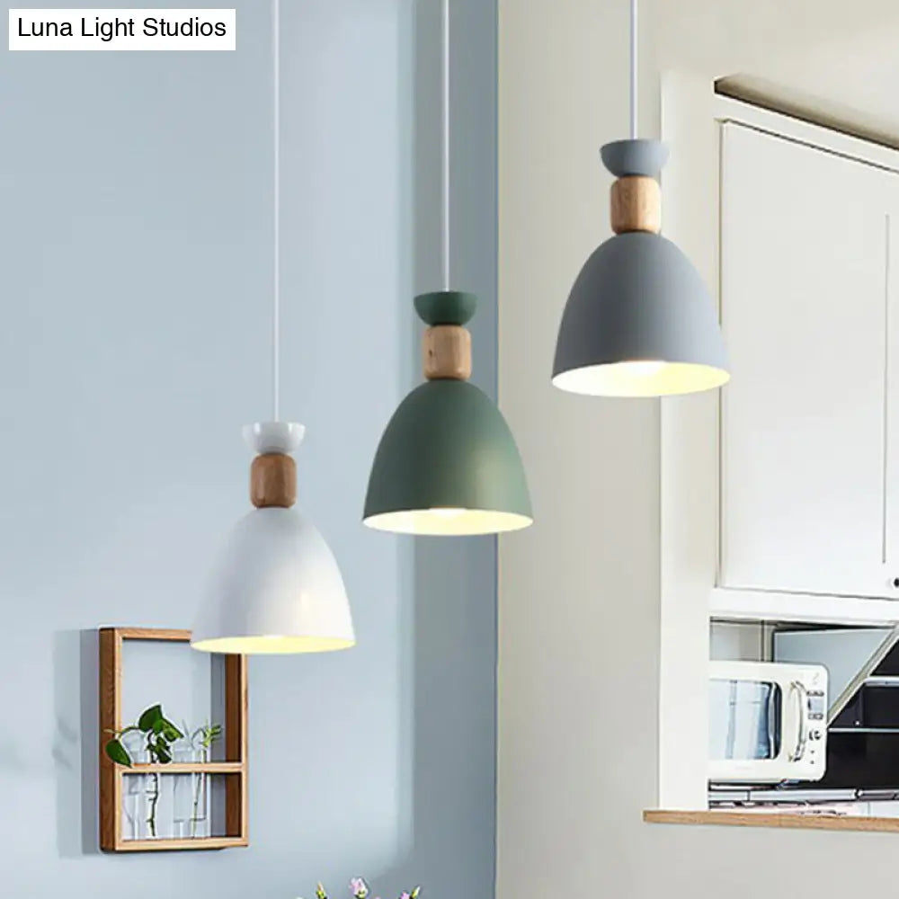 Macaron 3-Head Metallic Multi Ceiling Light: Inverted Cup Design White Suspension Lighting