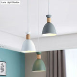 Macaron 3-Head Metallic Multi Ceiling Light: Inverted Cup Design White Suspension Lighting