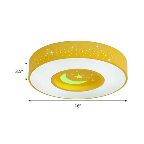 Macaron Acrylic Led Ceiling Lamp - Blue/Yellow/Green 16/19.5/23.5 Round Flush Mount Bedroom Lighting