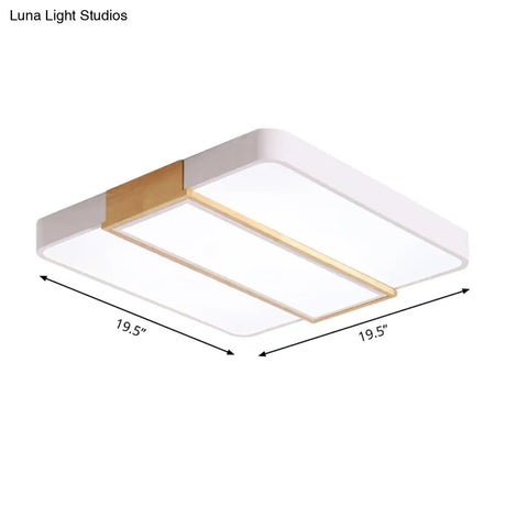 Macaron Acrylic Square Ceiling Mount Light: Candy Colored Led Lamp (16’/19.5’ Wide) In Green