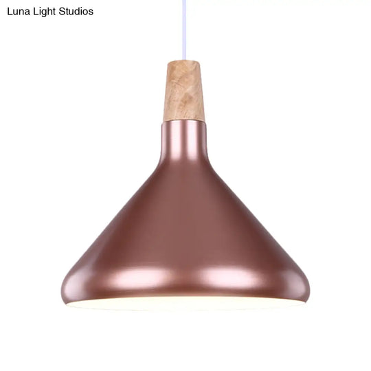Macaron Aluminum Pendant Light - Flask Shape | Single Kitchen Dinette Drop Lamp In Gold/Blue/Pink &
