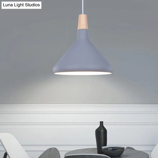 Macaron Aluminum Pendant Light - Flask Shape | Single Kitchen Dinette Drop Lamp In Gold/Blue/Pink &