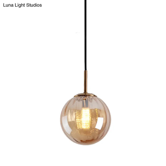 Macaron Amber/Green/Red Glass Bubble Pendant Light - 1 Head Ceiling Lamp For Bedrooms