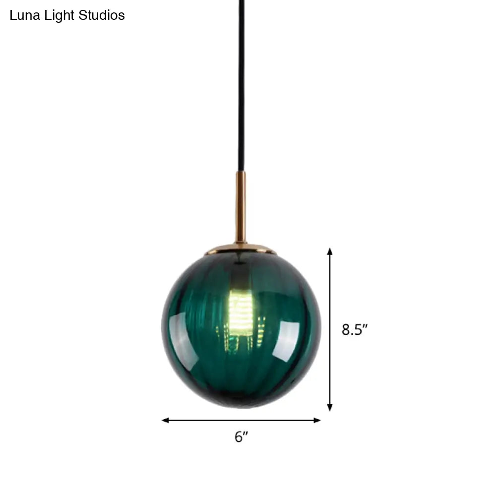 Macaron Amber/Green/Red Glass Bubble Pendant Light - 1 Head Ceiling Lamp For Bedrooms
