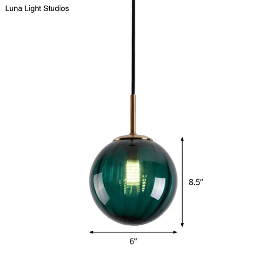 Macaron Amber/Green/Red Glass Bubble Pendant Light - 1 Head Ceiling Lamp For Bedrooms