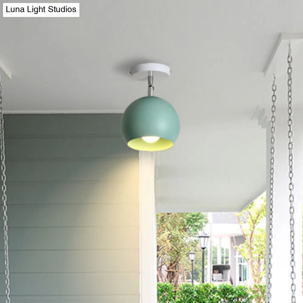 Macaron Blue/Pink Ceiling Lamp: 1-Light Semi-Flush Mount With Rotatable Balcony Design - Metallic
