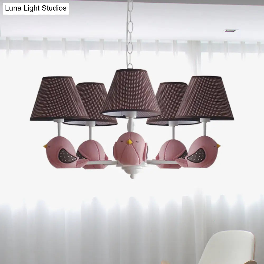 Macaron Colored Bird Chandelier: Resin Pendant Light For Kids Bedroom