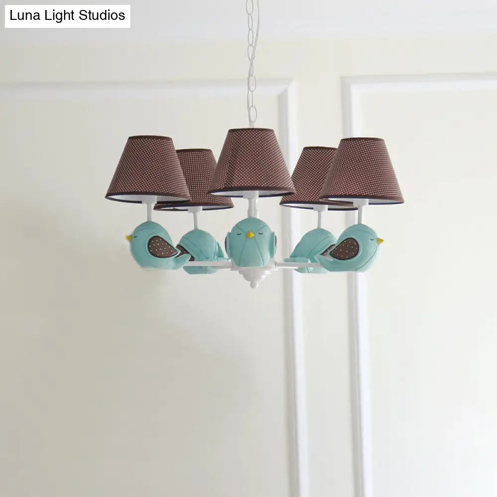 Macaron Colored Bird Chandelier: Resin Pendant Light For Kids Bedroom