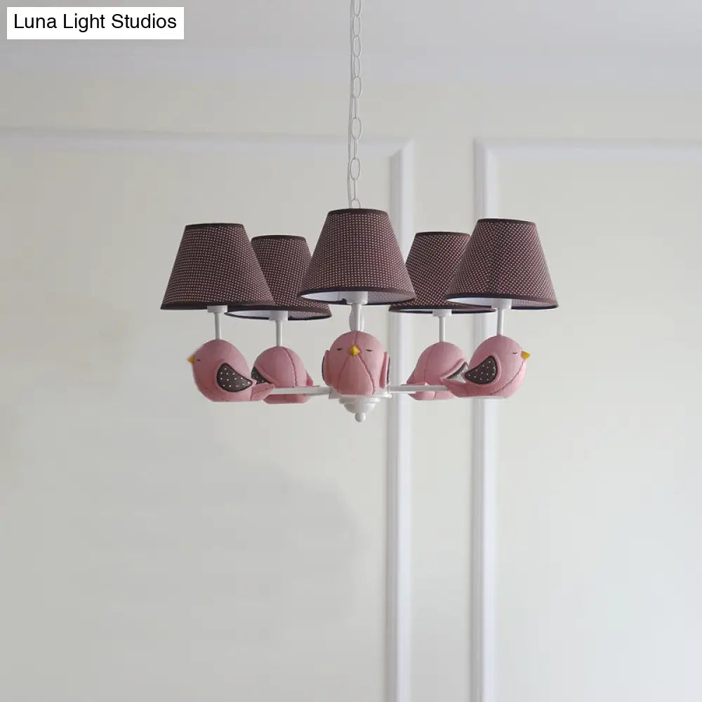 Macaron Colored Bird Chandelier: Resin Pendant Light For Kids Bedroom