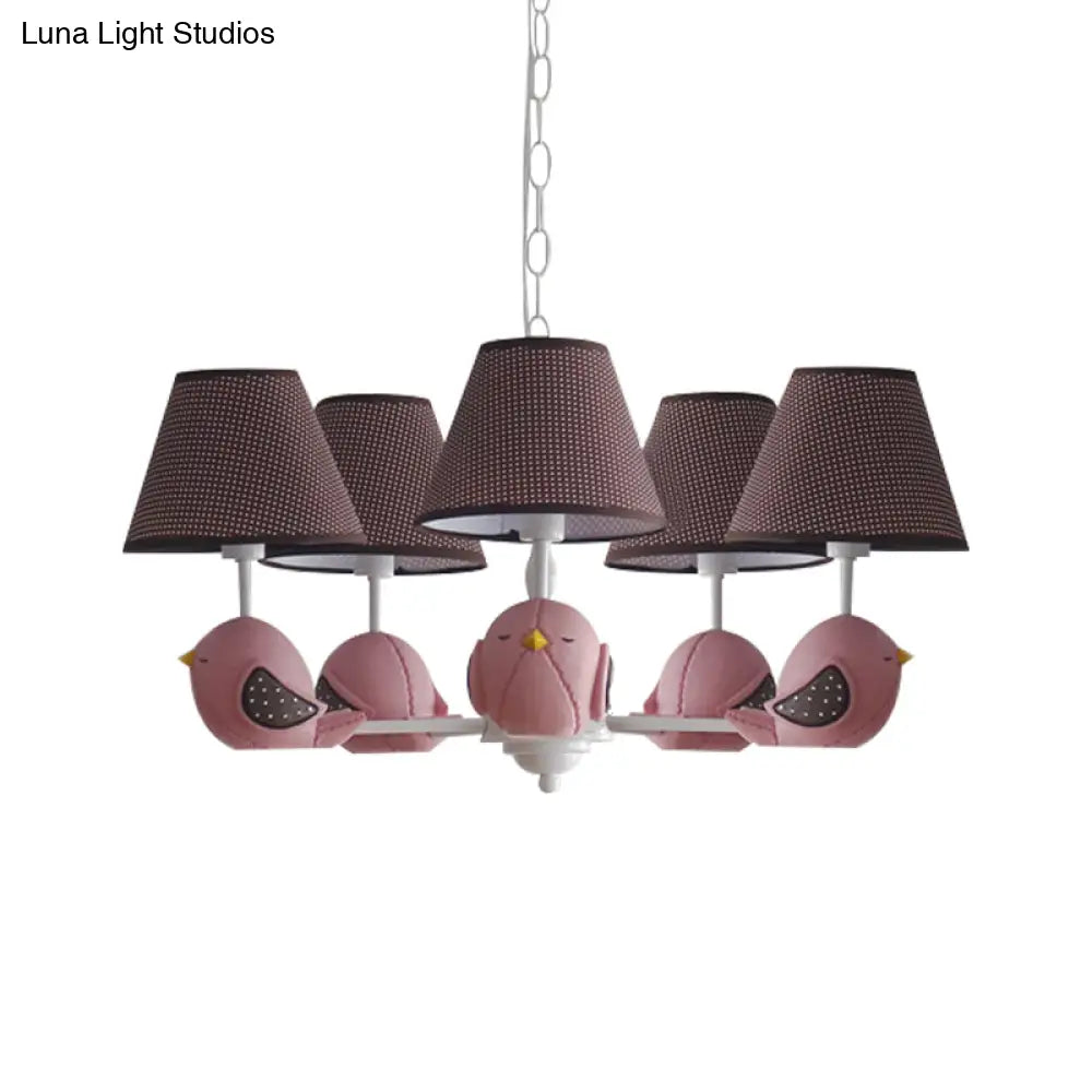 Macaron Colored Bird Chandelier: Resin Pendant Light For Kids Bedroom