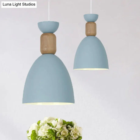 Macaron Dining Room Suspended Light Fixture With Metal And Wood Accents