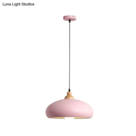 Macaron Grey/Pink/Green Pendant Light With Metal Bowl Shade For Dining Room