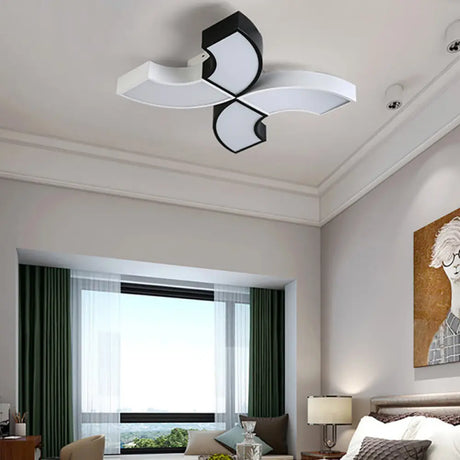 Macaron Half-Ring Flush Mount Led Ceiling Light For Children’s Room - Warm/White Black-White / White