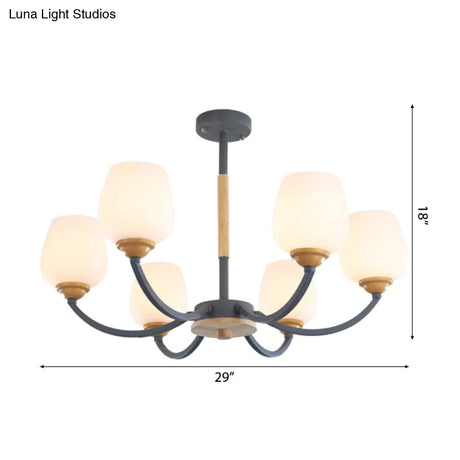 Macaron-Inspired Candy Colored Chandelier With Milk Glass & Metal Hanging Light