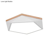 Macaron Led Ceiling Lamp In White/Grey/Green With Wood Canopy