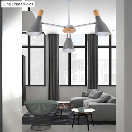 Macaron Loft Chandelier: Baby Bedroom Hanging Light With 3 Metal Lights