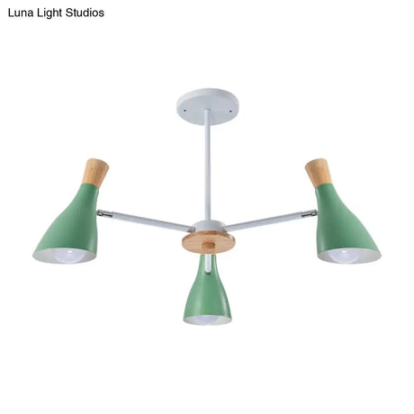 Macaron Loft Chandelier: Baby Bedroom Hanging Light With 3 Metal Lights