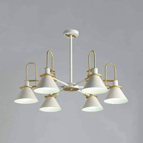 Macaron Loft Funnel Chandelier: Stylish Metal Suspension Light For Nurseries 6 / White