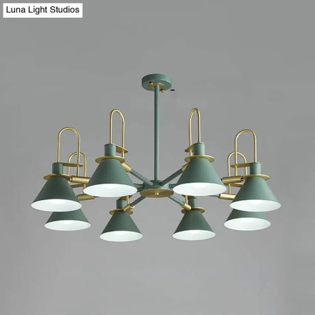 Macaron Loft Funnel Chandelier: Stylish Metal Suspension Light For Nurseries