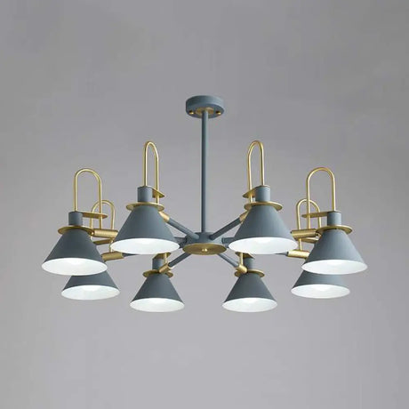 Macaron Loft Funnel Chandelier: Stylish Metal Suspension Light For Nurseries 8 / Grey