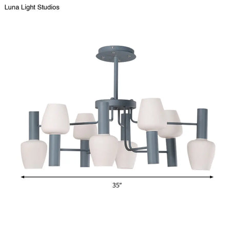 Macaron Loft Milk Glass Chandelier - Undertint Bud Shaped Pendant Ceiling Light