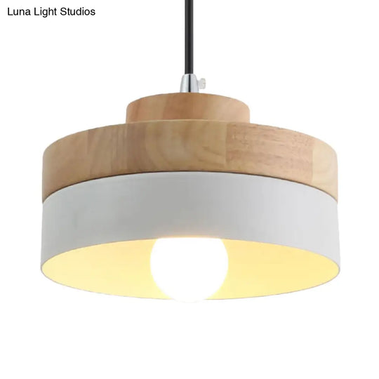Macaron Loft Pendant Lighting - Round/Square Single Light Wood Lamp For Dining Room Or Bookstore
