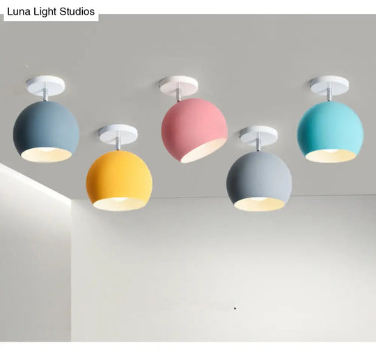 Macaron Metal Ceiling Mount Chandelier - 1 - Light Semi Flush For Bedroom