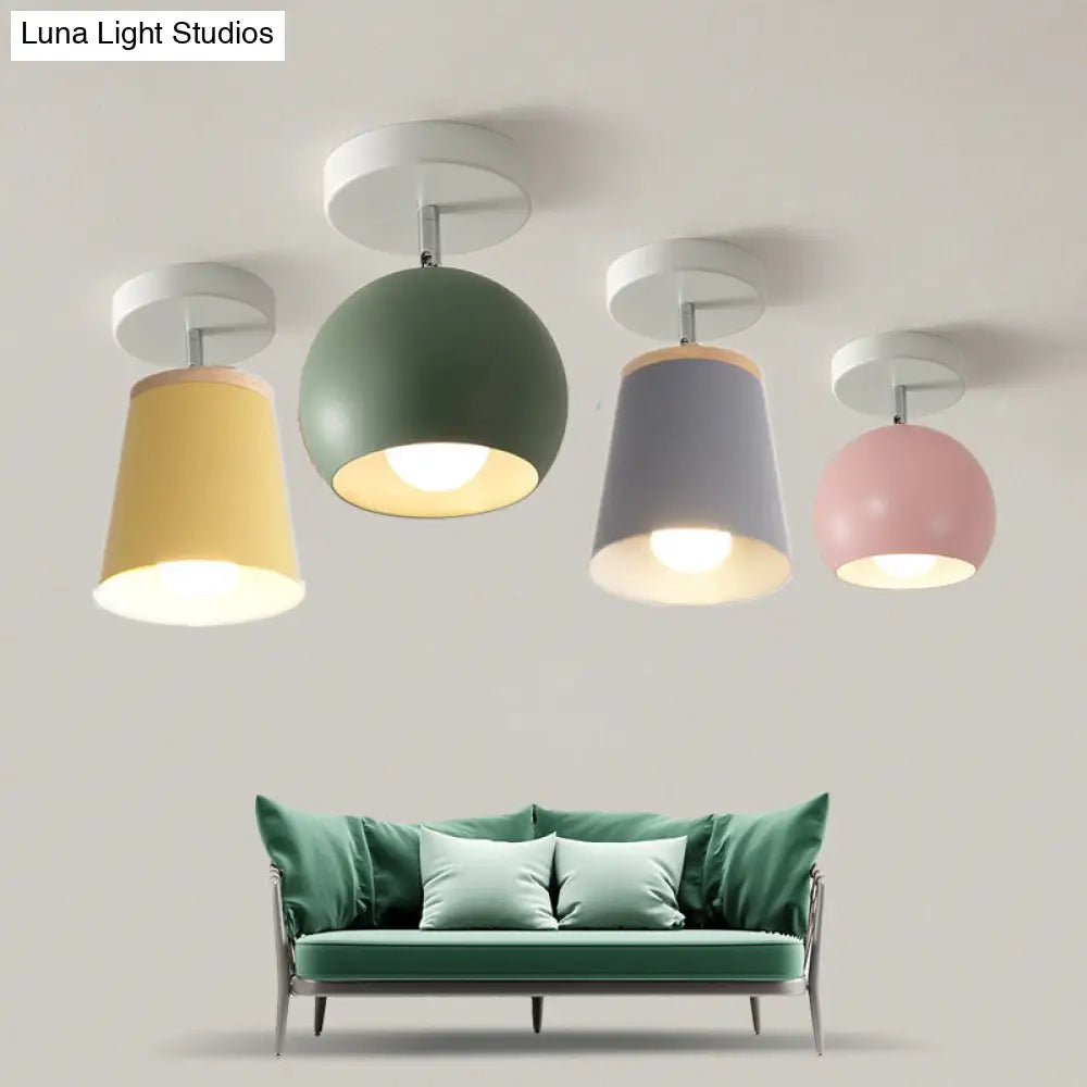 Macaron Metal Ceiling Mount Chandelier - 1 - Light Semi Flush For Bedroom