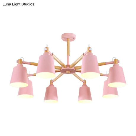 Macaron Metal Chandelier: Stylish Hanging Light With 8 Lights For Kids Bedroom