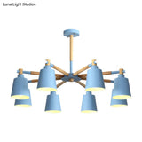 Macaron Metal Chandelier: Stylish Hanging Light With 8 Lights For Kids Bedroom
