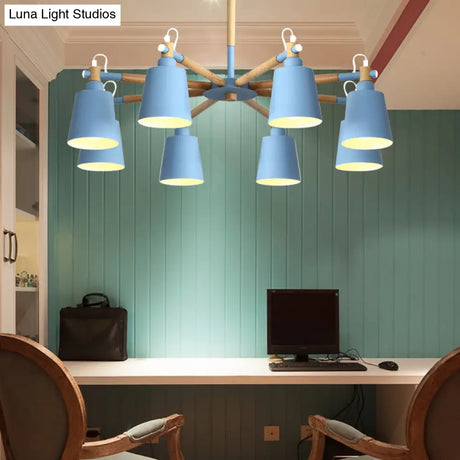 Macaron Metal Chandelier: Stylish Hanging Light With 8 Lights For Kids Bedroom