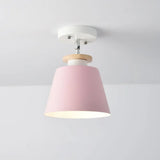Macaron Metal Corridor Ceiling Flush Light - Adjustable Semi Mount Lighting Pink