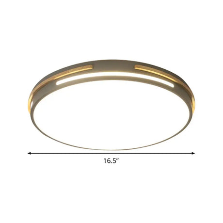 Macaron Metal Led Round Flushmount Ceiling Light Fixture - Grey/White/Green Warm/White 16.5/20.5