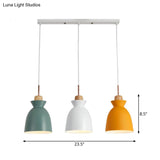 Macaron Metal Pendant Light With 3 Lights For Dining Room Ceiling In White