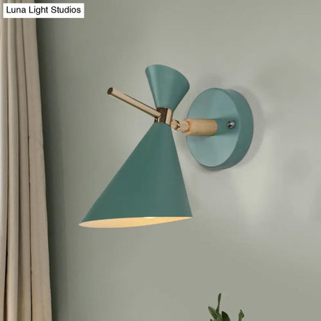 Macaron Metal Wall Sconce - Angle Shade 1 Light Black/White/Pink/Yellow/Green Bedroom